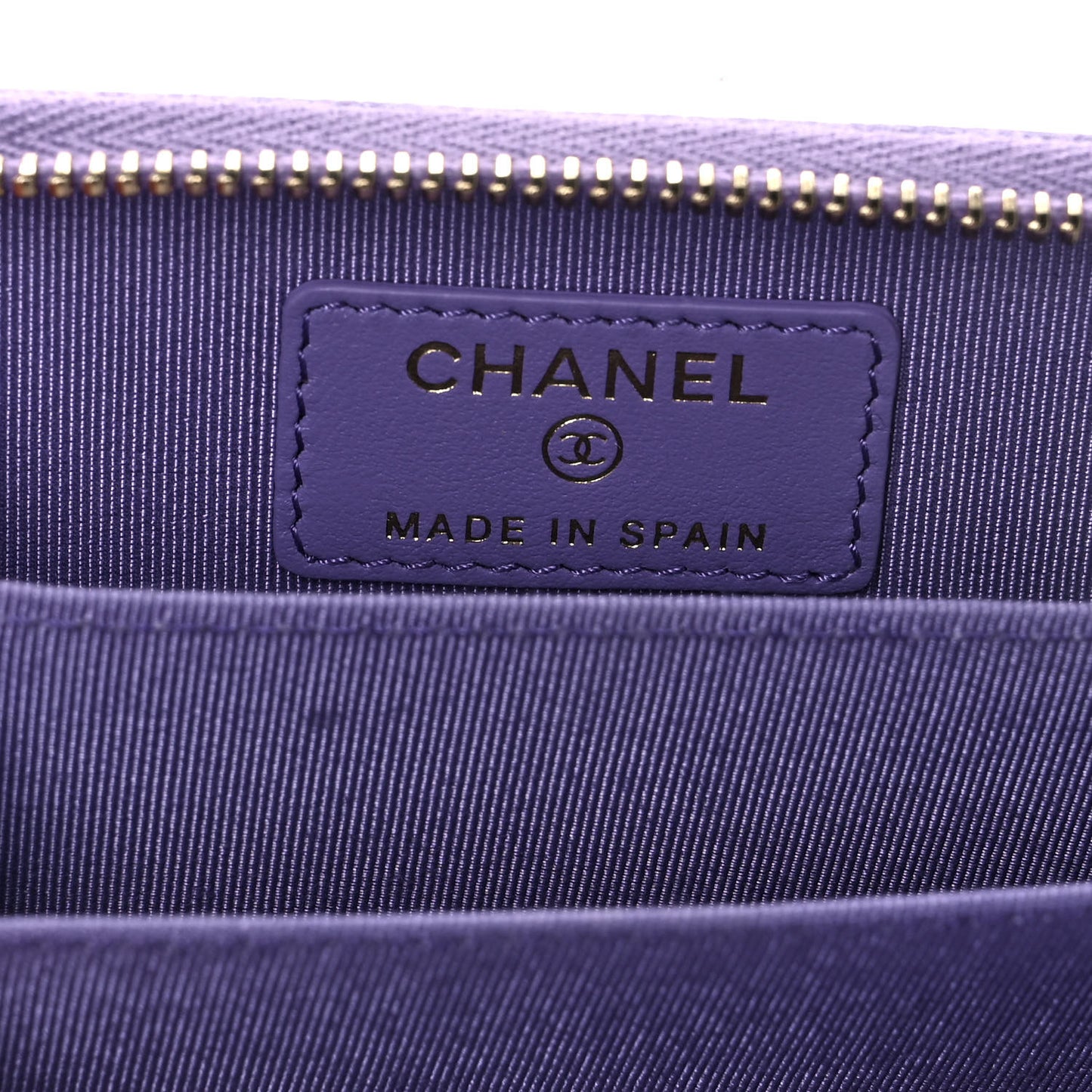 Caviar Quilted Zip Around Coin Purse Wallet Purple