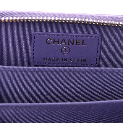 Chanel Caviar Quilted Zip Around Coin Purse Wallet Purple 6 of 10