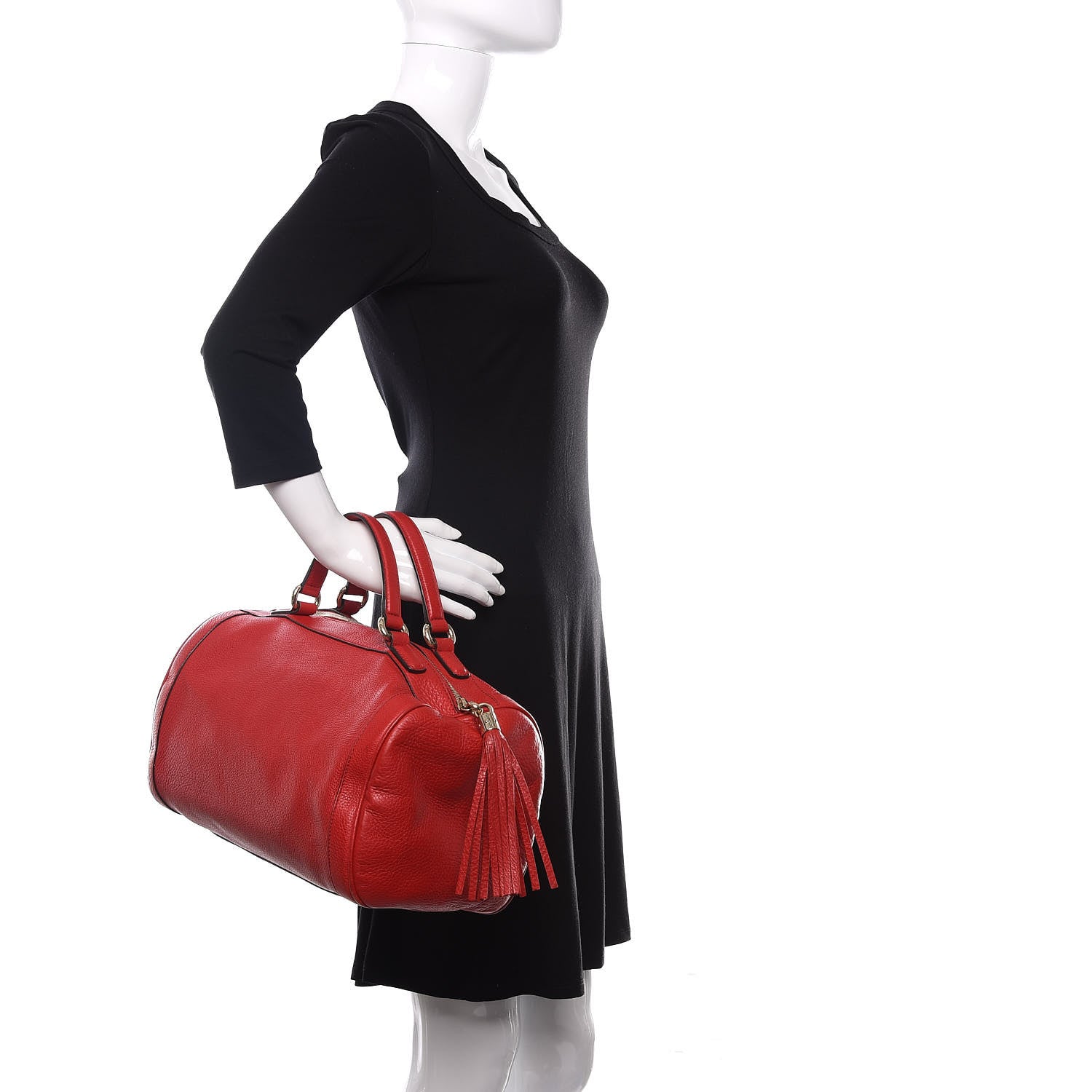 Gucci Pebbled Calfskin Medium Soho Boston Red 2 of 11