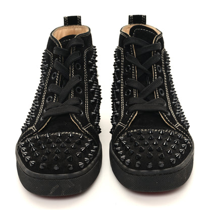 Christian Louboutin Veau Velours Womens Louis Spikes Flat Sneakers 39.5 Black 3 of 8