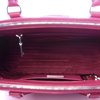 Prada Saffiano Nylon Tessuto Stitched Small Galleria Double Zip Tote Fuxia 4 of 8