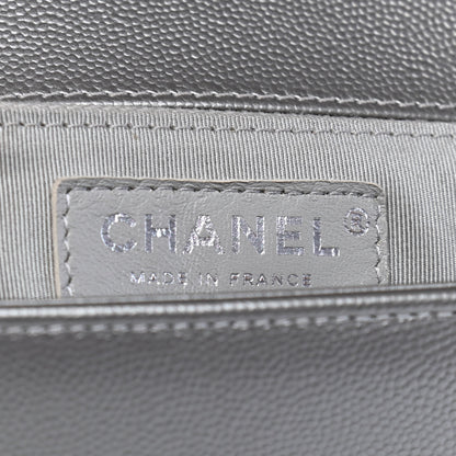 Chanel Metallic Caviar Quilted New Medium Boy Flap Silver 6 of 9