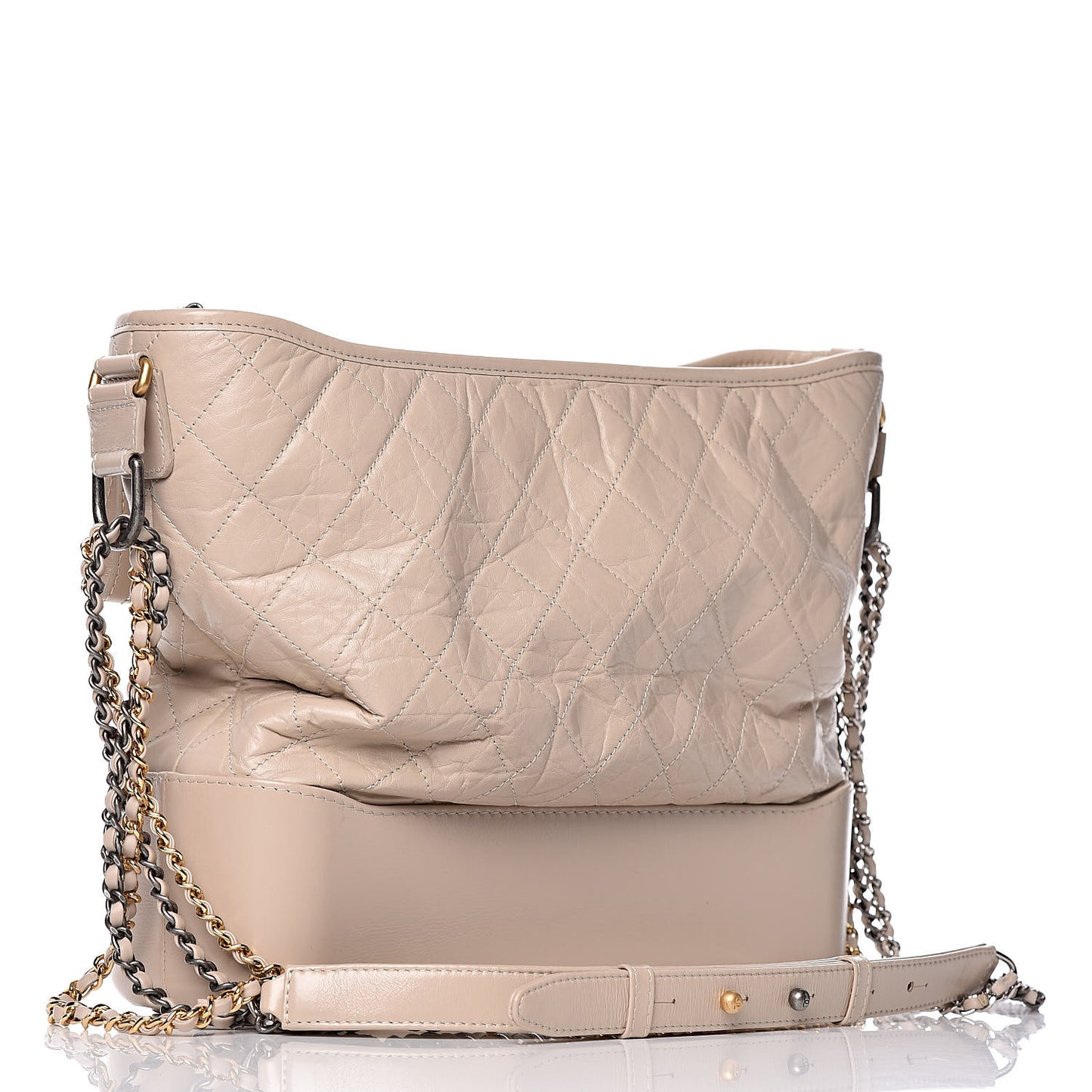 Aged Calfskin Quilted Large Gabrielle Hobo Beige