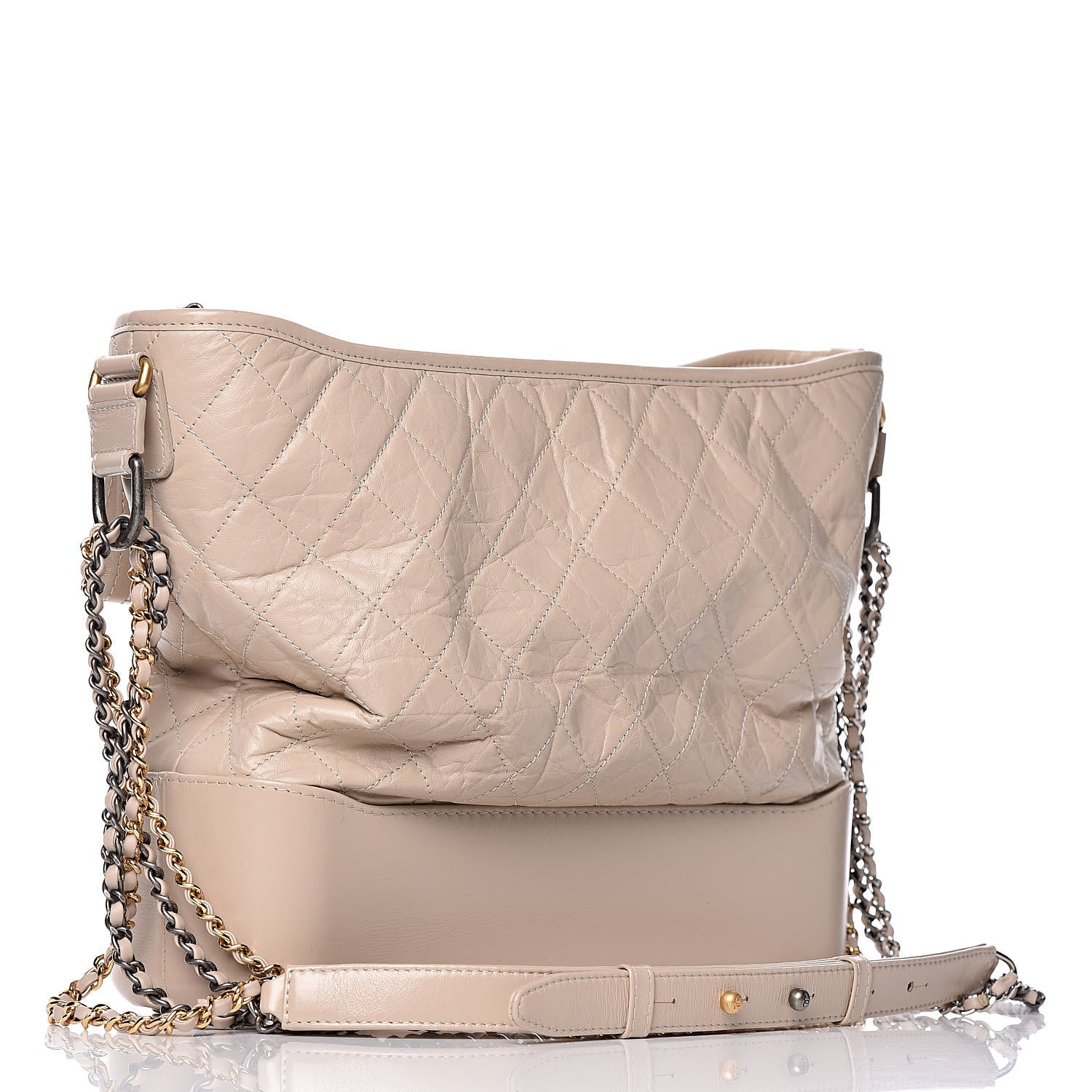 Chanel Aged Calfskin Quilted Large Gabrielle Hobo Beige 3 of 9