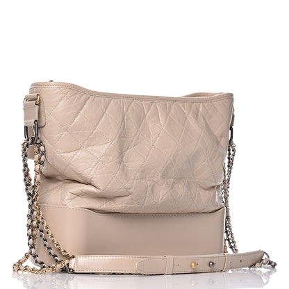 Chanel Aged Calfskin Quilted Large Gabrielle Hobo Beige 3 of 9