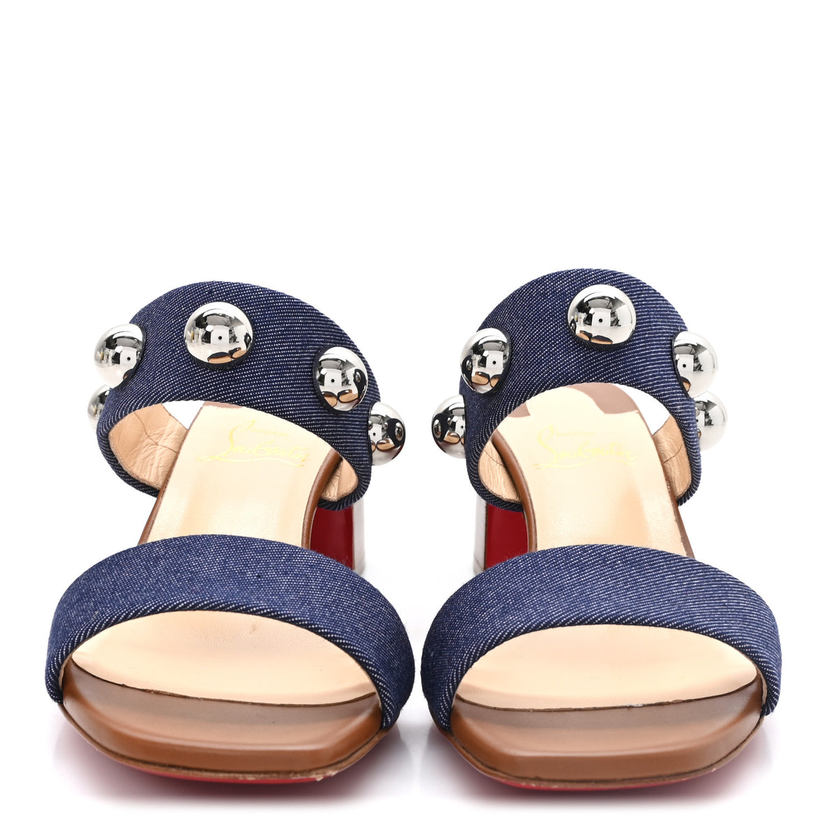 Christian Louboutin Denim Studded Simple Billie 55 Sandal 36.5 Blue 3 of 9