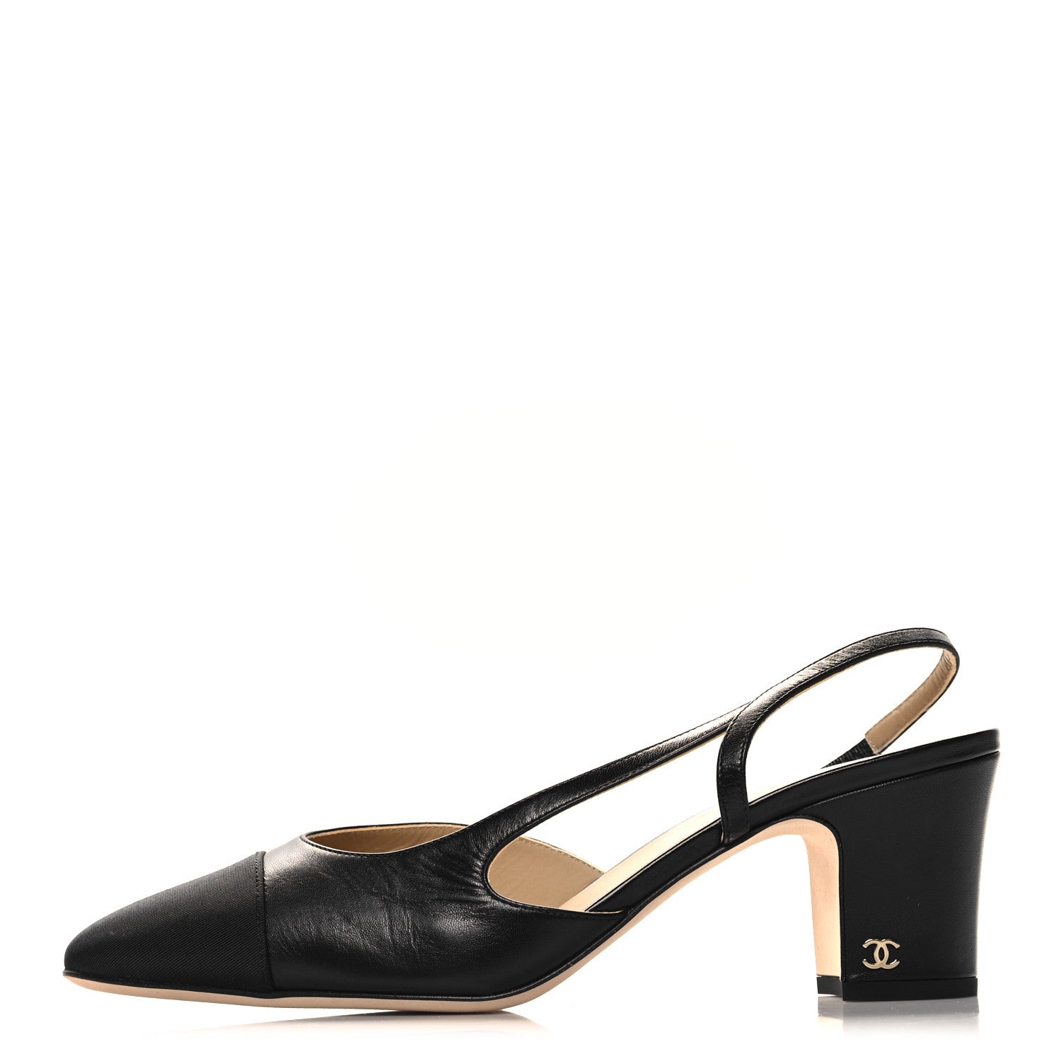Chanel Goatskin Grosgrain Cap Toe CC Slingback Pumps 41 Black 1 of 9