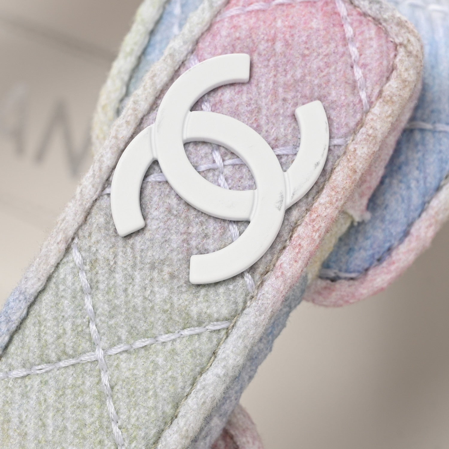 Chanel Printed Fabric Quilted Dad Sandals 36.5 Green Pink Blue 10 of 10