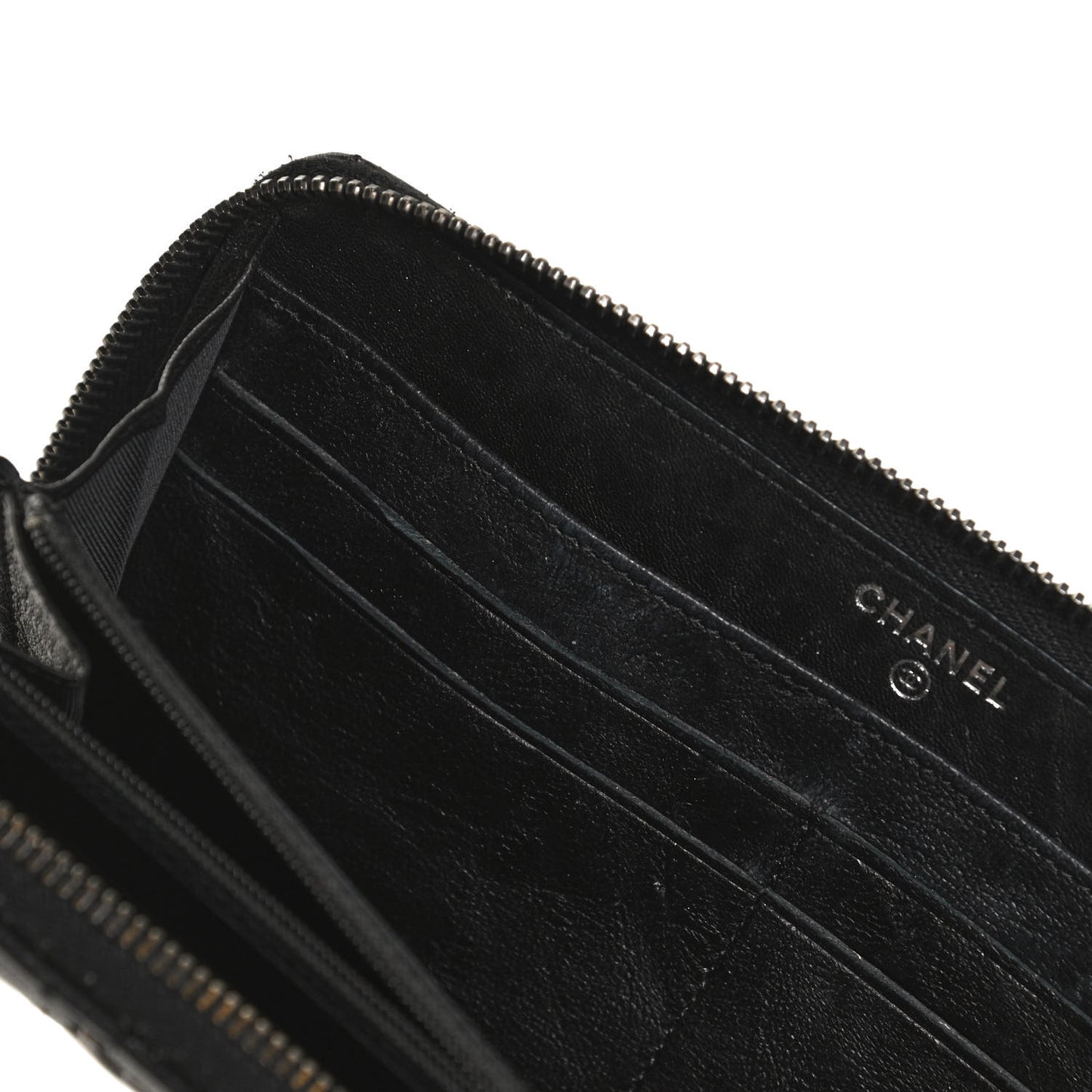 Crumpled Lambskin Studded Paris Dallas Zip Around Wallet Black