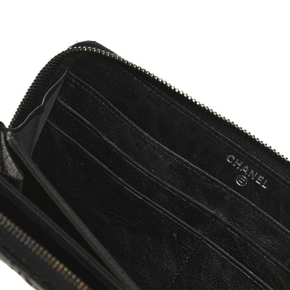 Chanel Crumpled Lambskin Studded Paris Dallas Zip Around Wallet Black 11 of 13