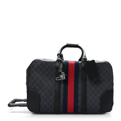 Gucci Soft GG Supreme Monogram Web Carry On Duffle With Wheels Black Grey 3 of 11