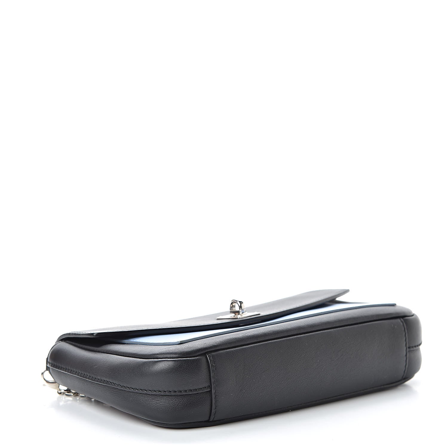 Christian Dior Calfskin Bi-Color Wallet On Chain Black Blue 4 of 10