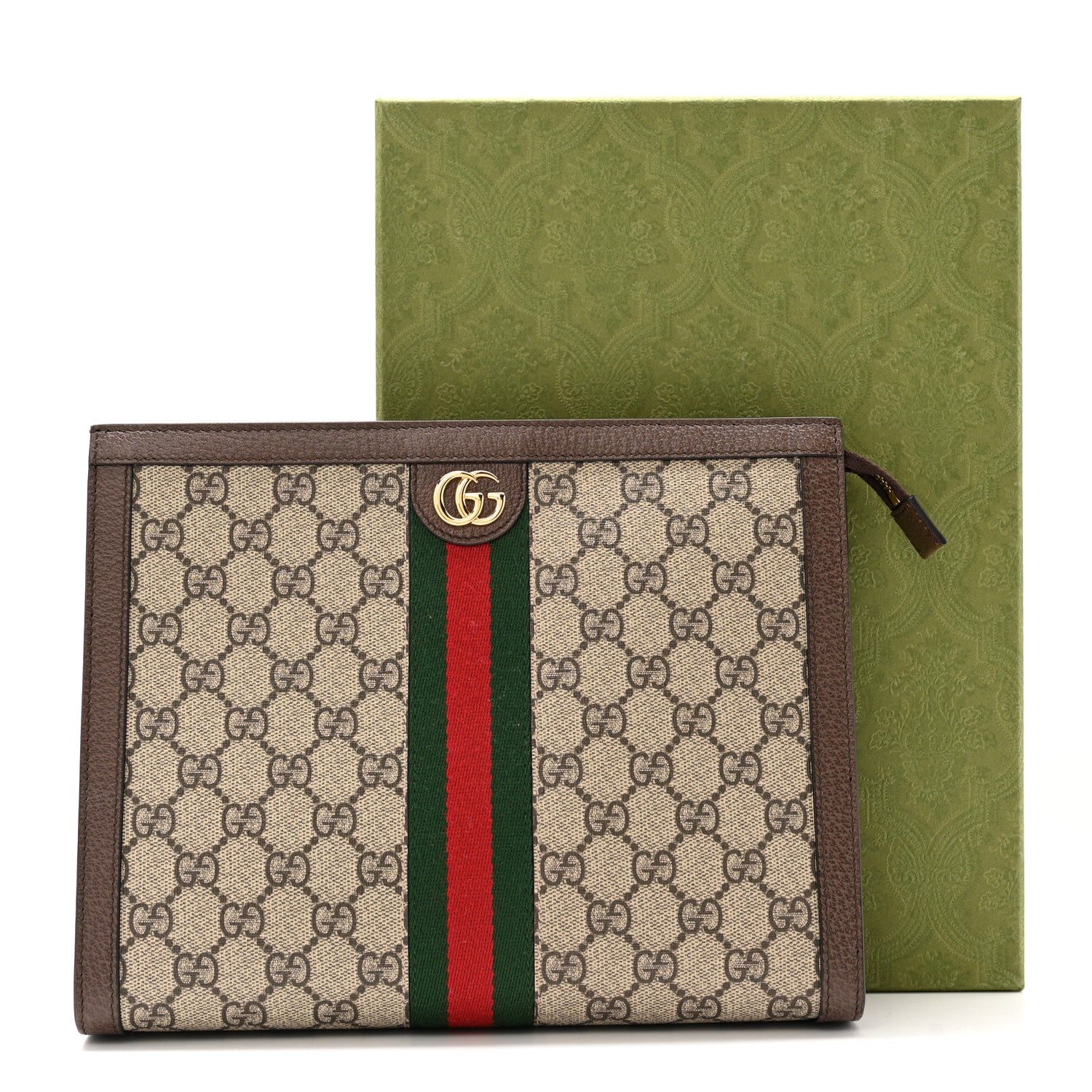 Gucci GG Supreme Monogram Web Ophidia Pouch Brown 10 of 10