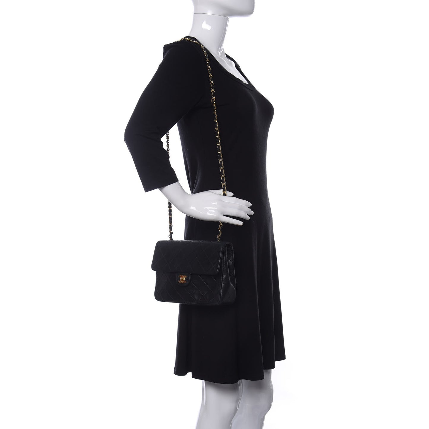 Lambskin Quilted Mini Square Flap Black