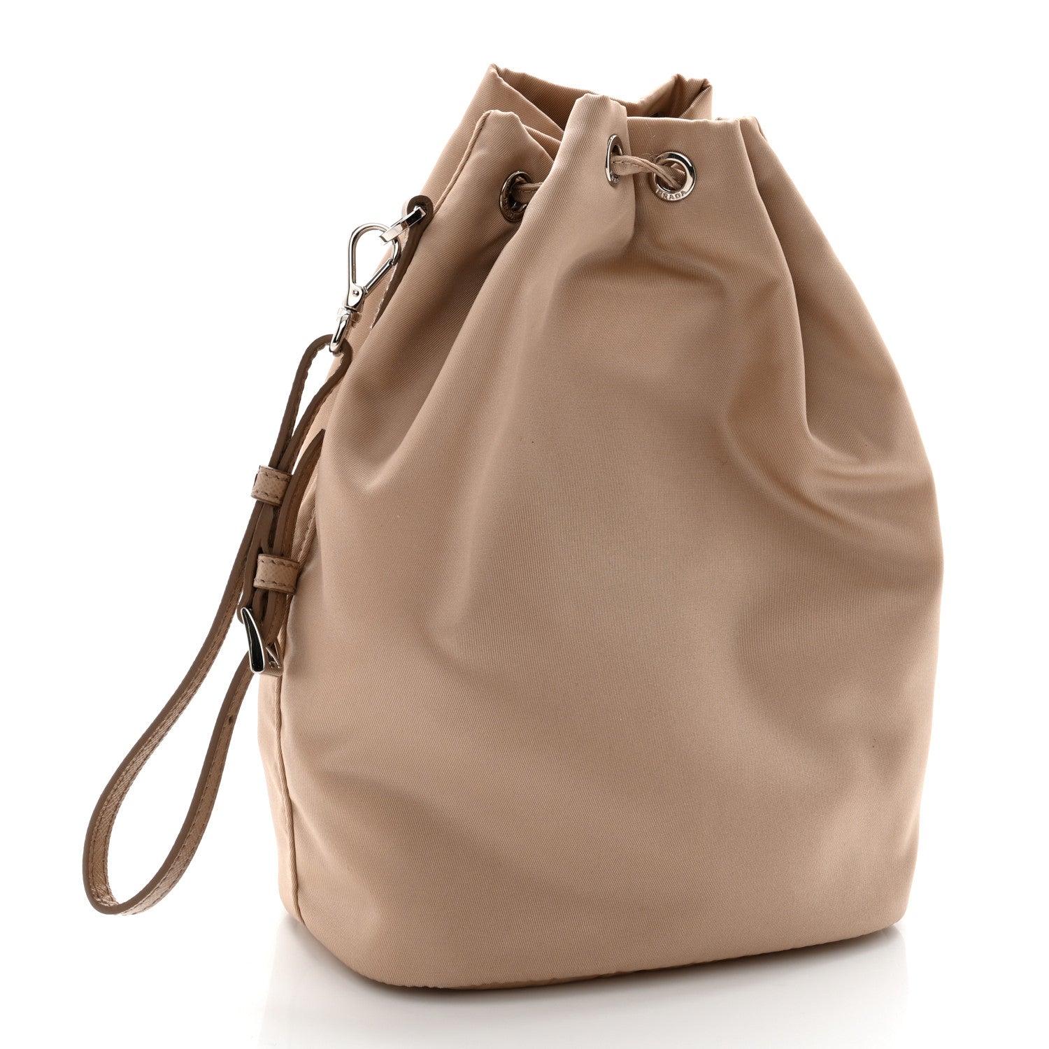 Prada Saffiano Tessuto Nylon Vela Bucket Wristlet Cammeo 3 of 6