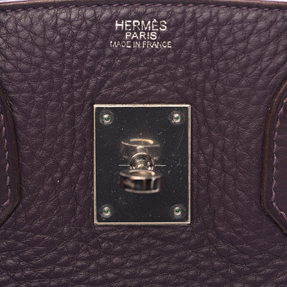 Hermes Taurillon Clemence Birkin 30 Raisin 7 of 39
