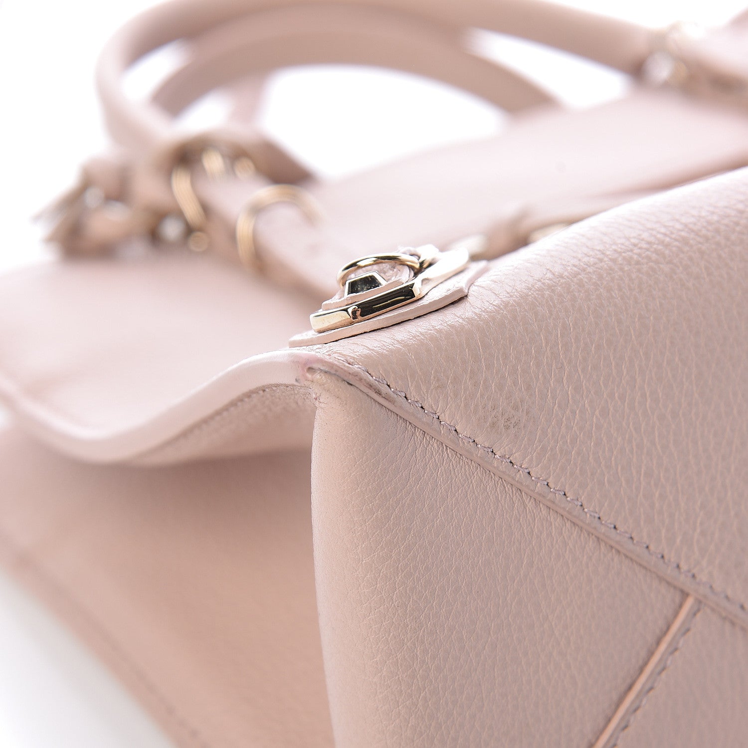 Balenciaga Grained Calfskin Gold Metallic Edge Hardware Papier Mini A4 Tote Rose Des Sables 9 of 15