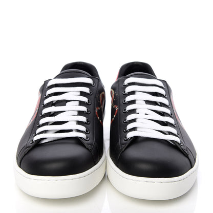 Gucci Calfskin Kingsnake Mens Ace Sneakers 8.5 Black Multicolor 2 of 11