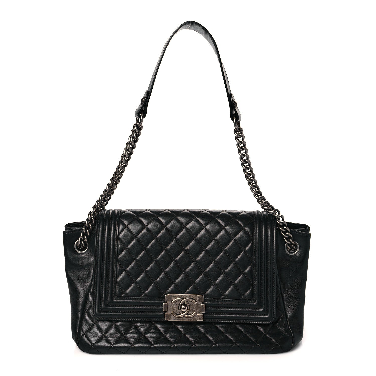 Chanel Lambskin Quilted Accordion Boy Flap Black 1 of 10