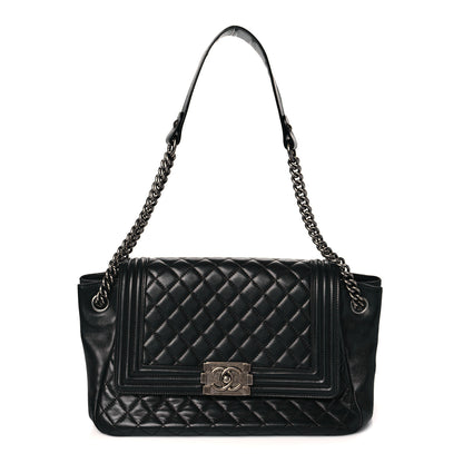 Chanel Lambskin Quilted Accordion Boy Flap Black 1 of 10