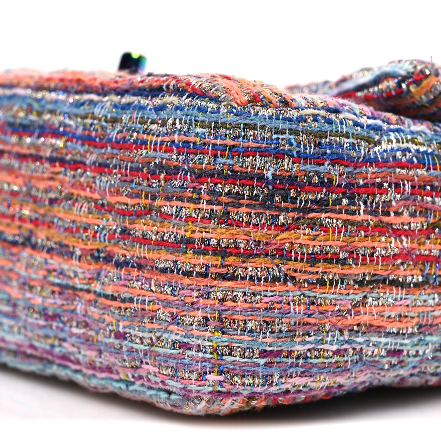 Chanel Tweed Quilted Mini Rectangular Flap Blue Pink Orange 10 of 11