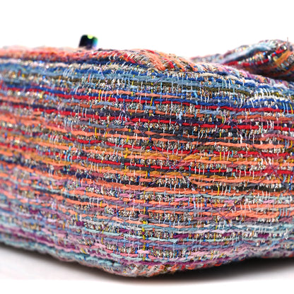 Chanel Tweed Quilted Mini Rectangular Flap Blue Pink Orange 10 of 11
