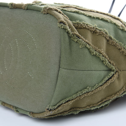 Chanel Canvas Chevron Cuba Patchwork Bucket Bag Khaki 9 of 9