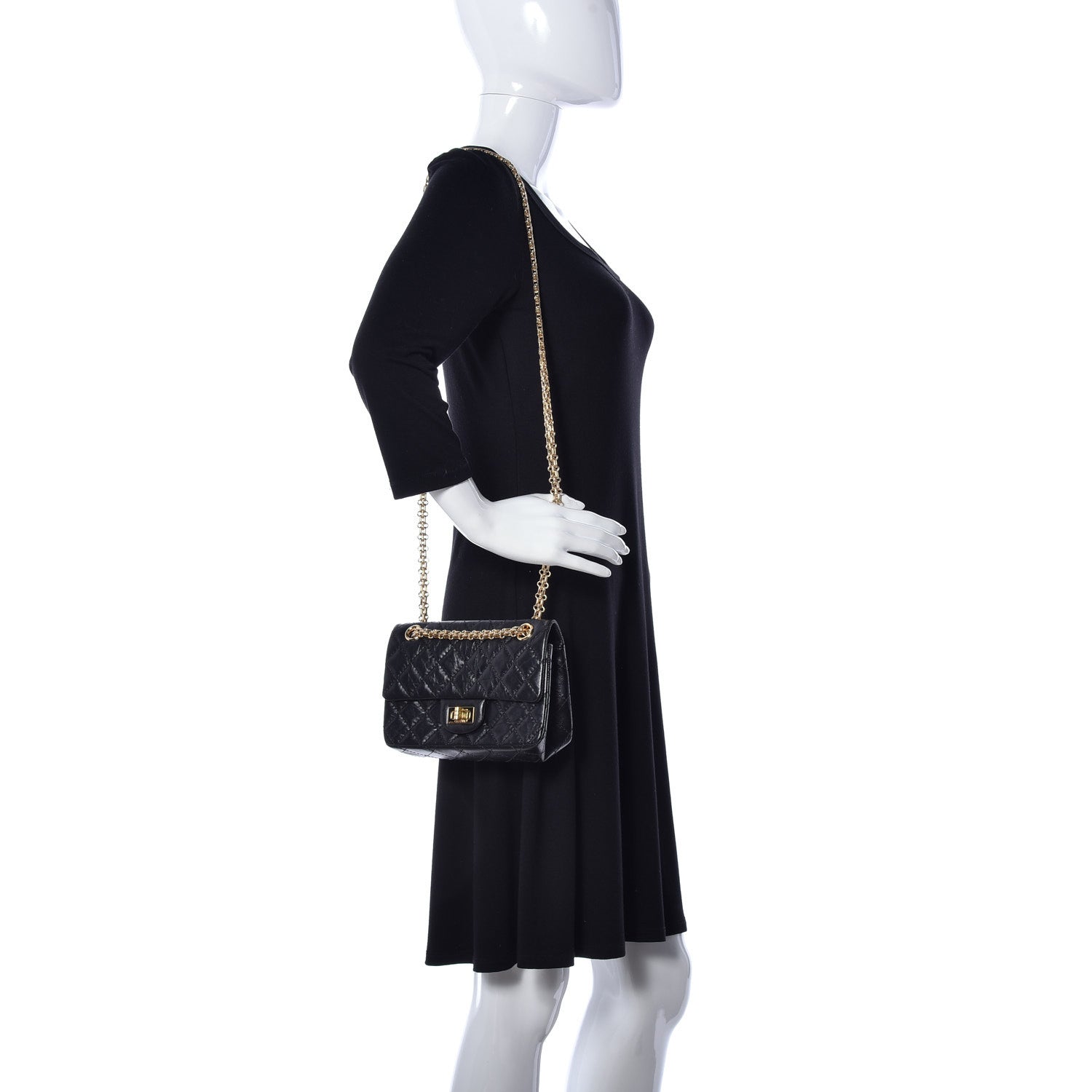 Chanel Aged Calfskin Quilted 2.55 Reissue Mini Flap Black 2 of 15