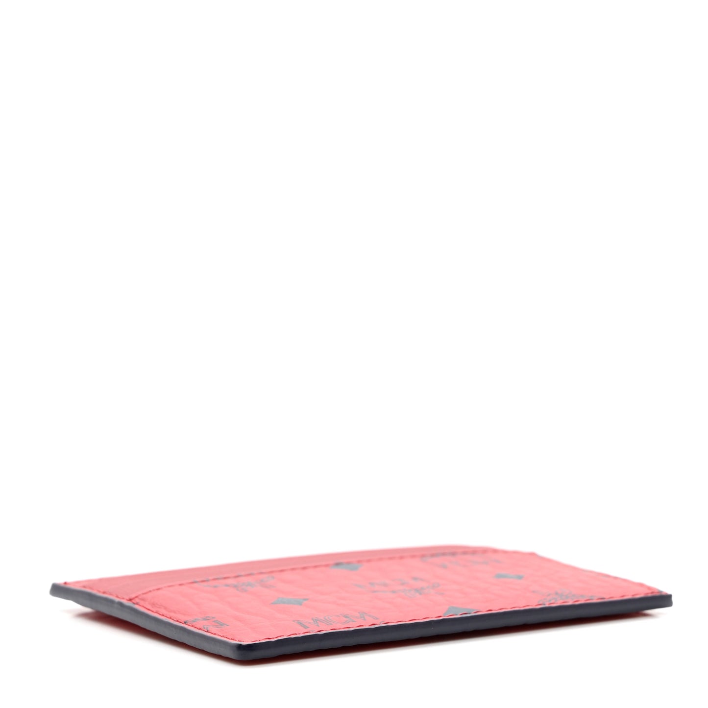 Calfskin Visetos Mini Card Case Ruby Red