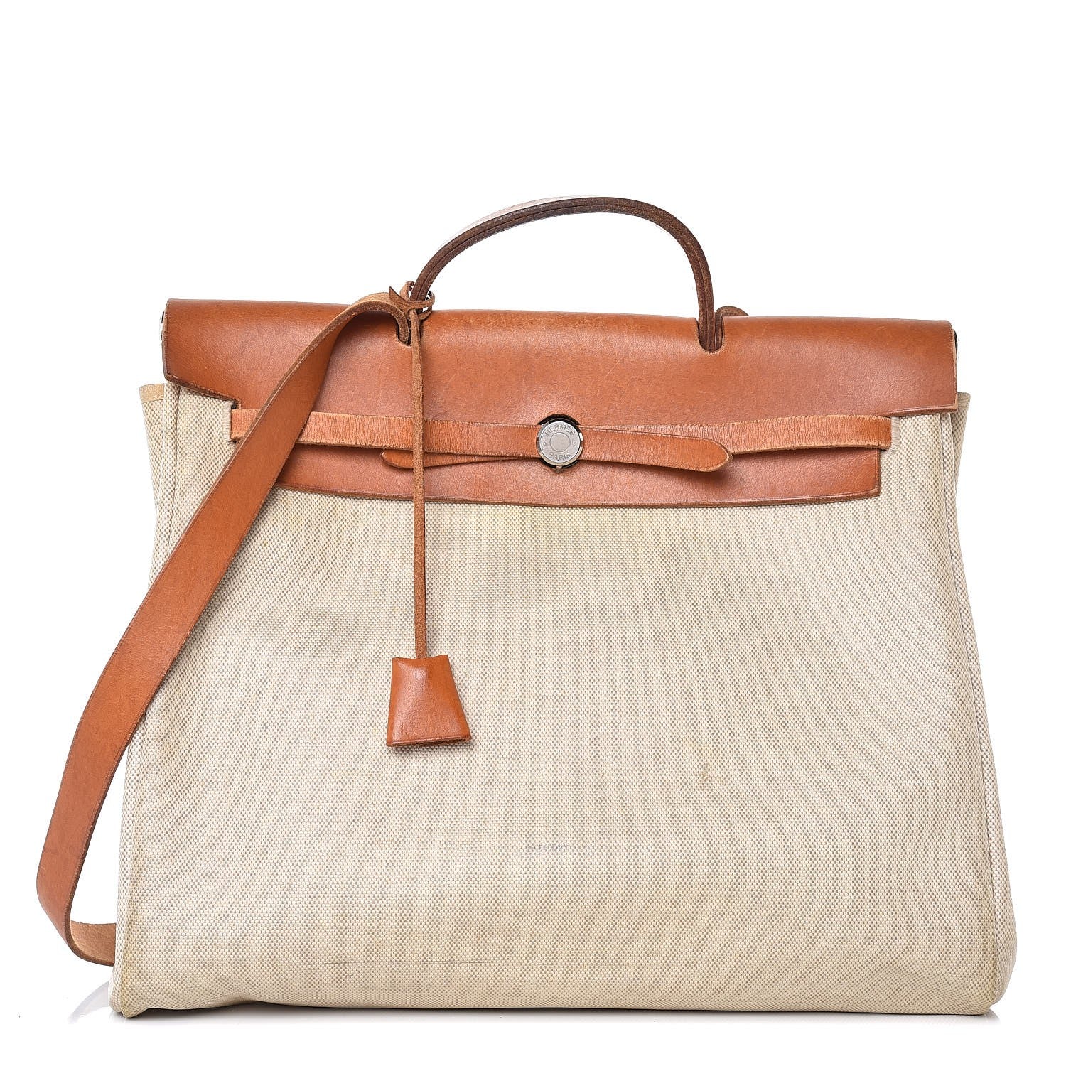 Hermes Toile Vache Calfskin Herbag 40 GM Natural 1 of 17