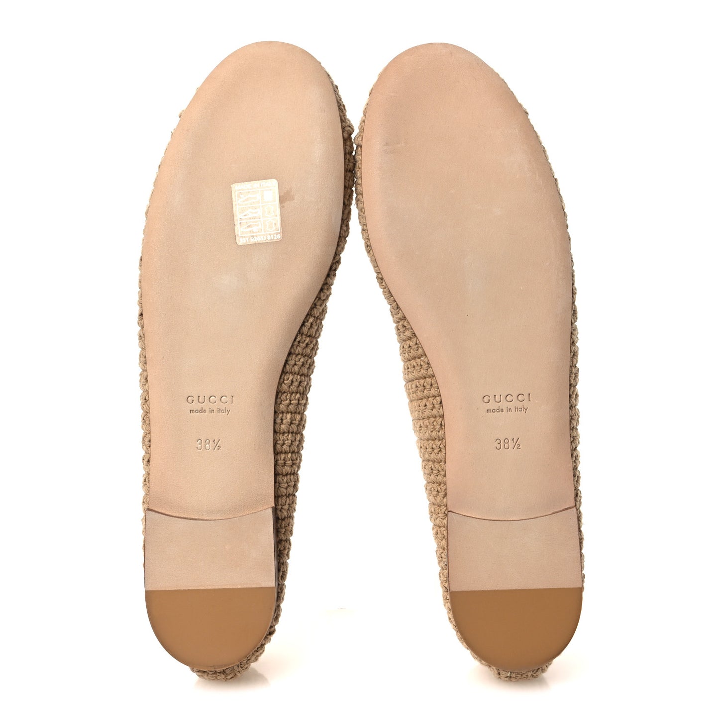 Cotton Crochet Nappa Camargue GG Ballerina Flats 38.5 Ecru Sand Storm