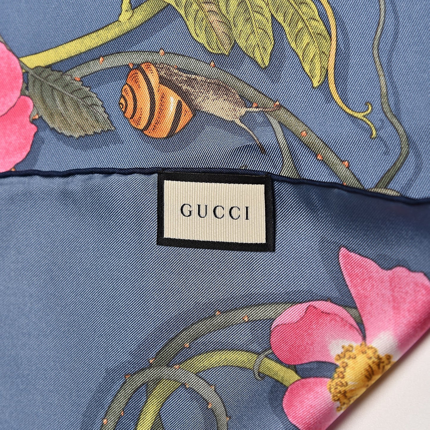 Silk Twill Flowerwebby Square Scarf Sky Blue