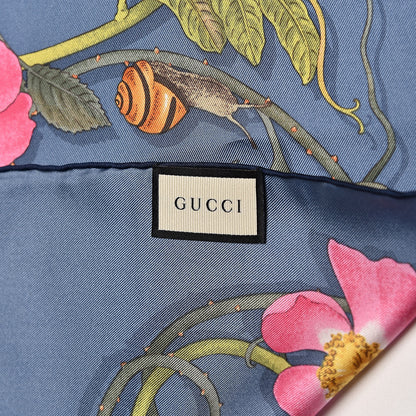 Gucci Silk Twill Flowerwebby Square Scarf Sky Blue 4 of 5