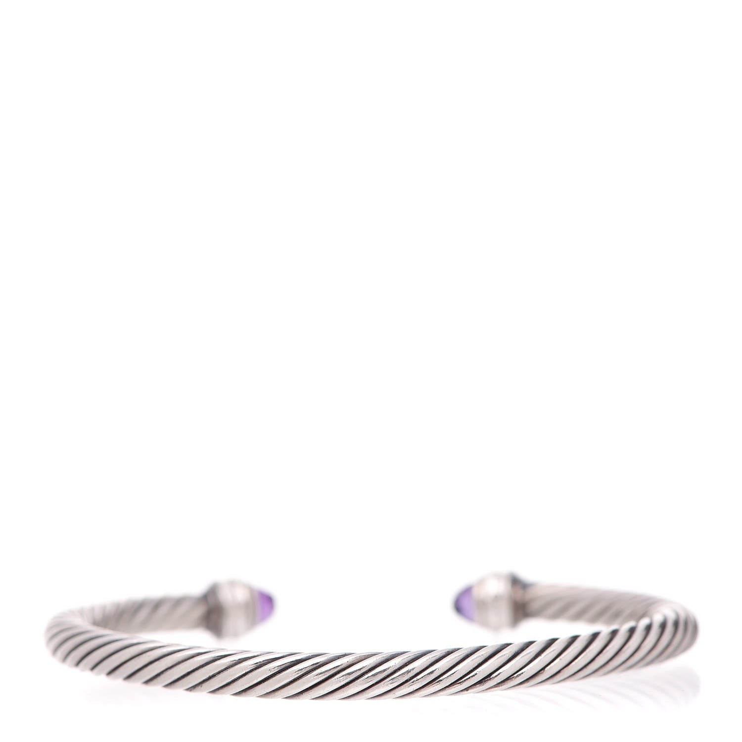 David Yurman Sterling Silver Diamond Amethyst 5mm Cable Classics Bracelet 3 of 5