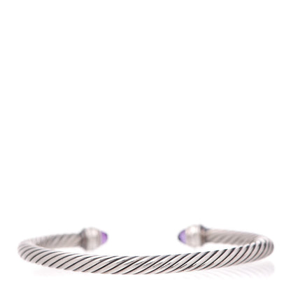David Yurman Sterling Silver Diamond Amethyst 5mm Cable Classics Bracelet 3 of 5