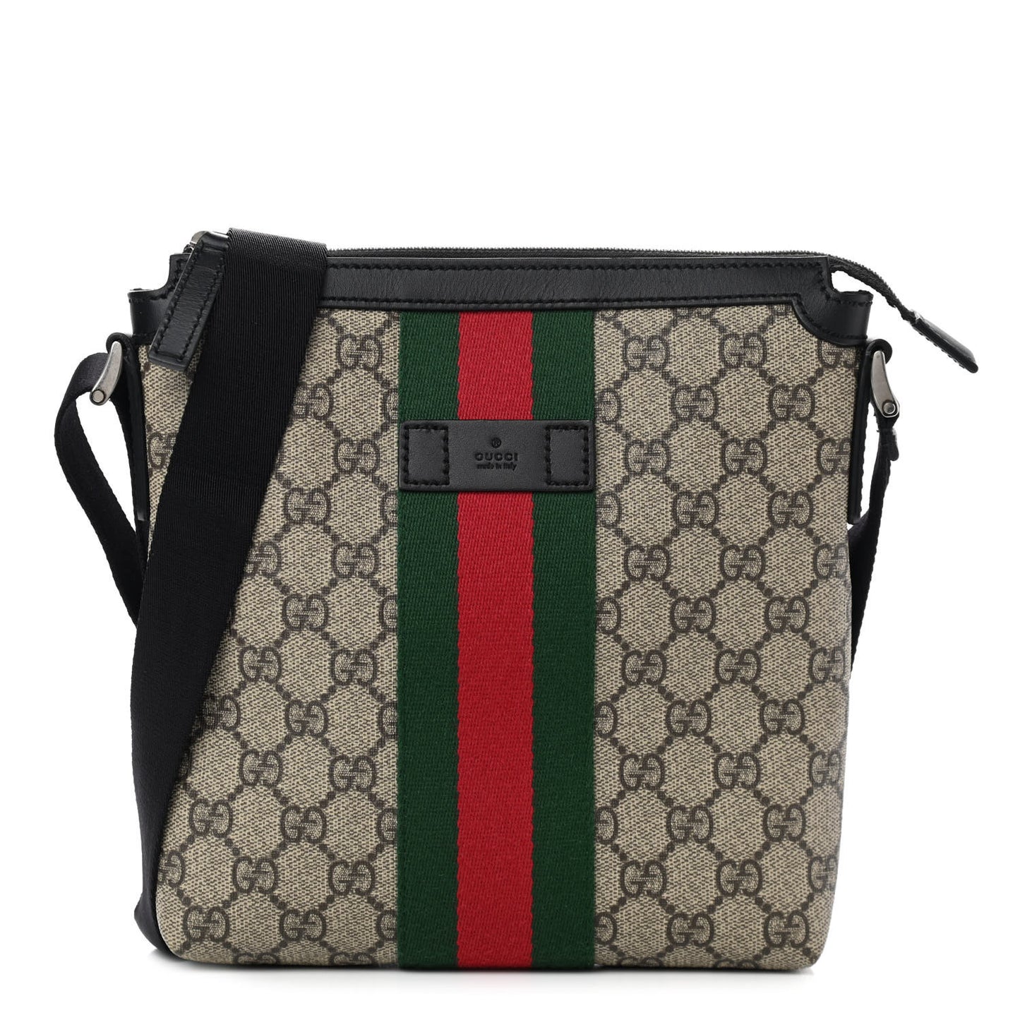 GG Supreme Monogram Web Messenger Bag Black