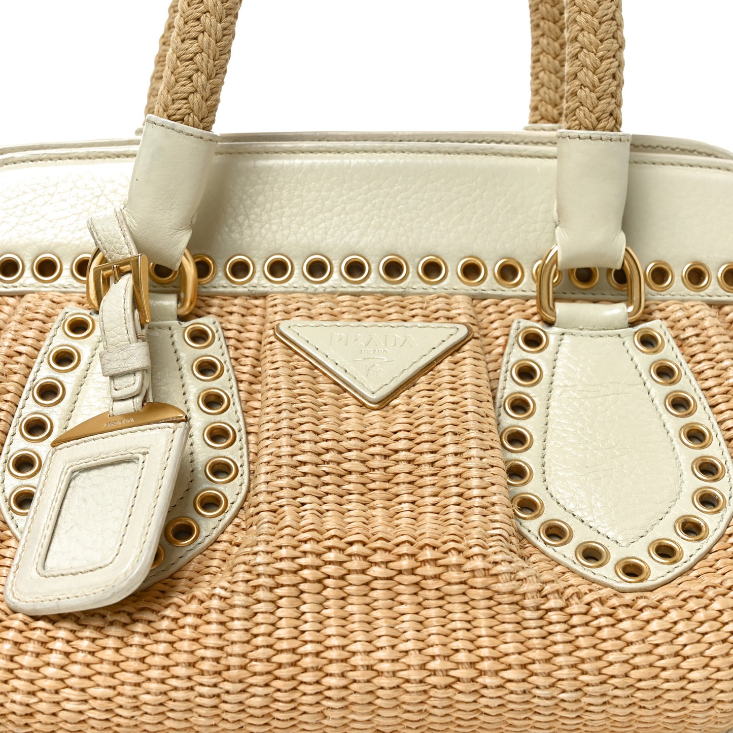 Paglia Cinghiale Eyelet Frame Bag Naturale White