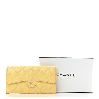 Chanel Iridescent Caviar Quilted Long Gusset Flap Wallet Yellow 9 of 9