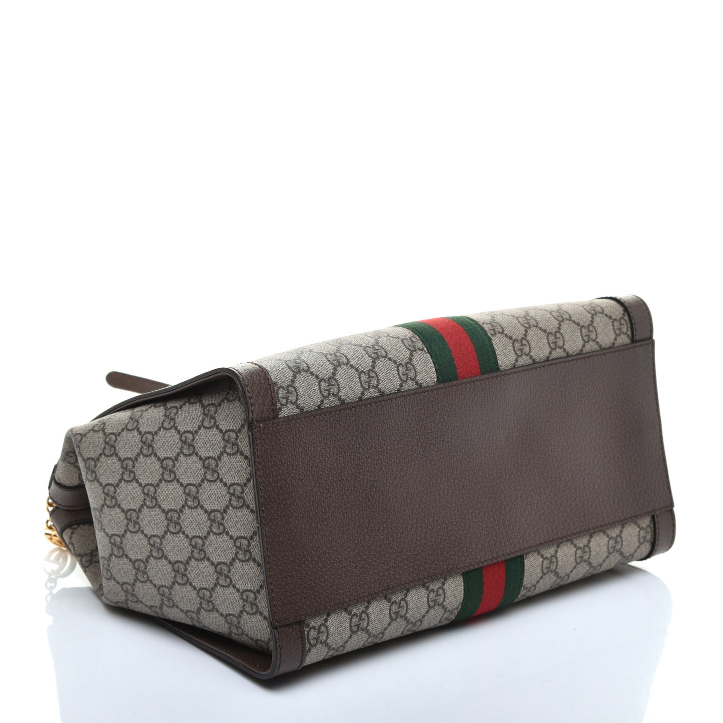 GG Supreme Monogram Web Medium Ophidia Tote Bag Brown