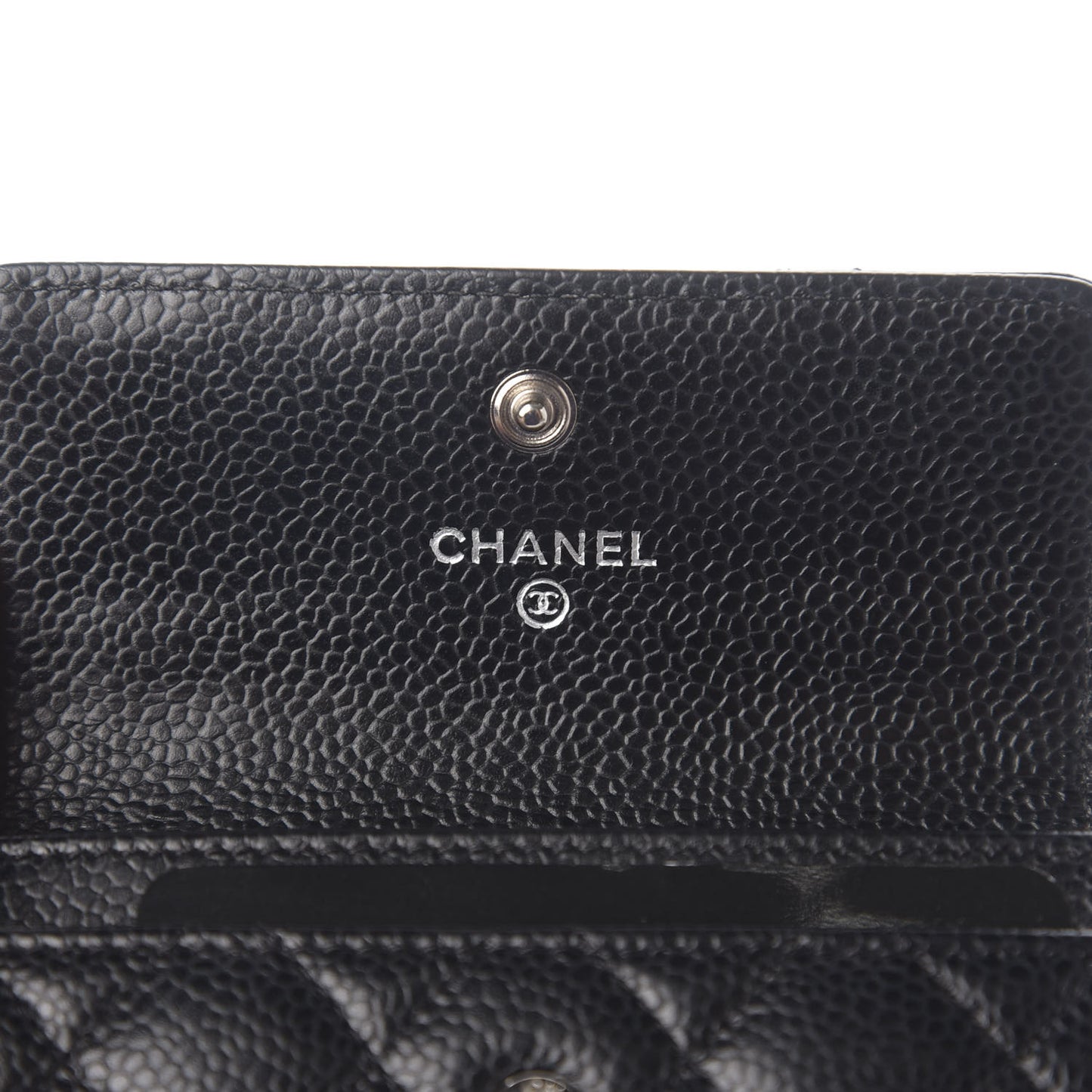 Caviar Quilted Flap Card Holder Black