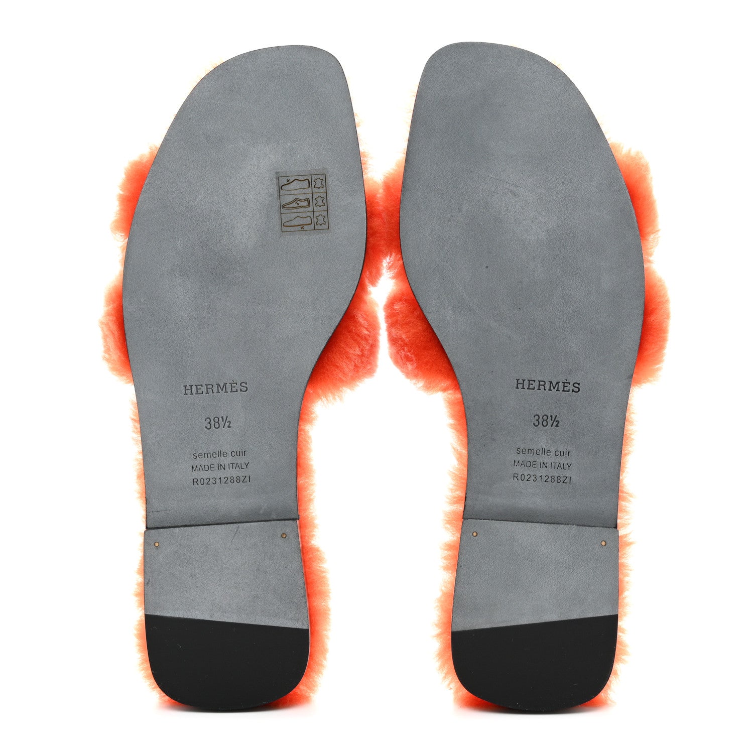 Hermes Woolskin Oran Sandals 38.5 Orange 4 of 7
