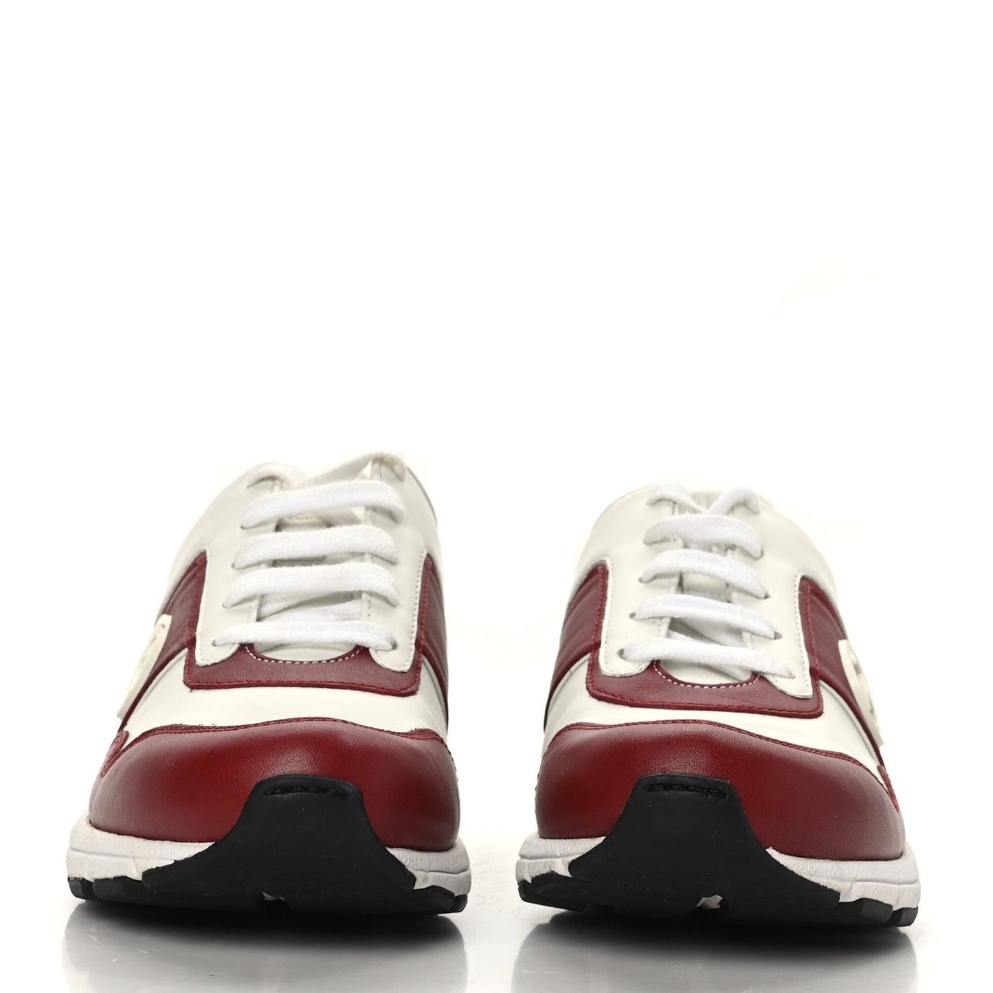 Calfskin Womens Interlocking G Sneakers 37 White Rosso