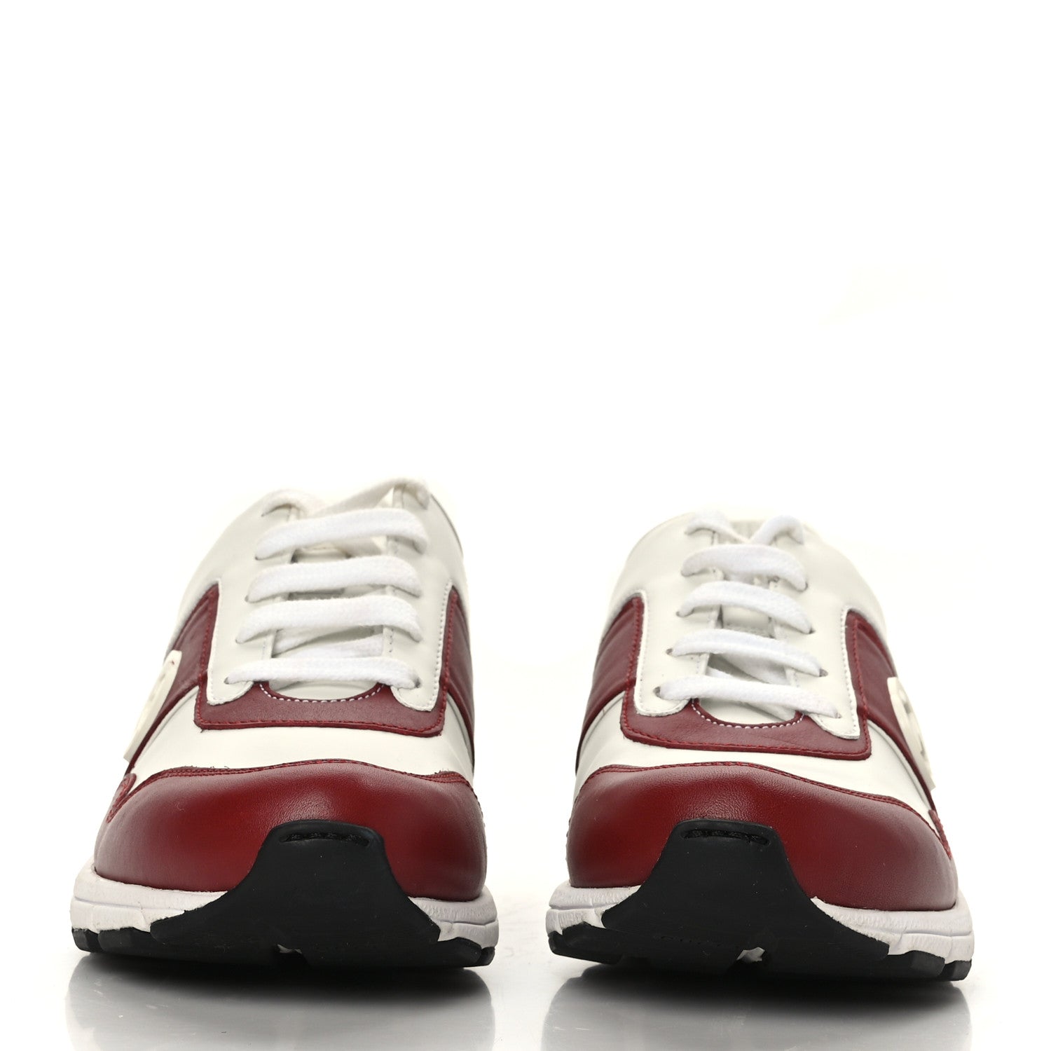 Gucci Calfskin Womens Interlocking G Sneakers 37 White Rosso 2 of 7