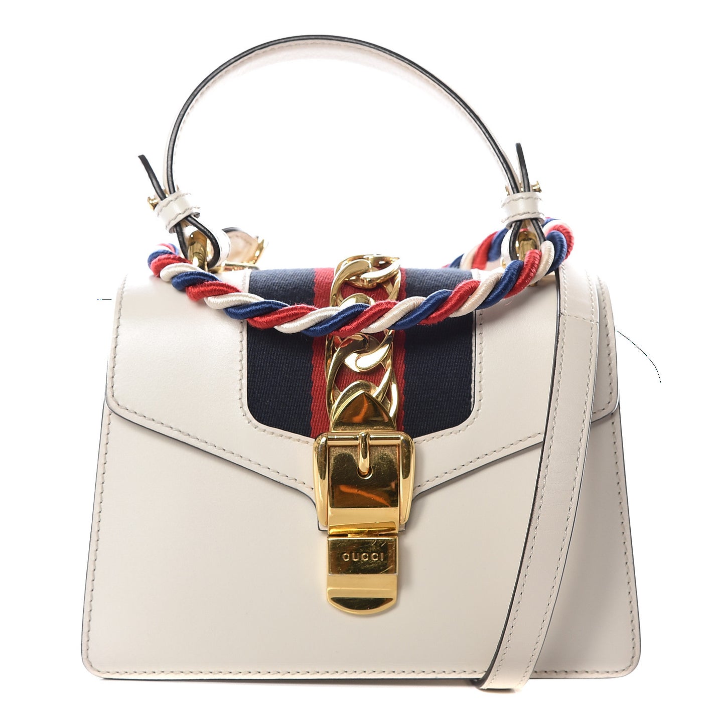 Calfskin Mini Sylvie Top Handle Bag White