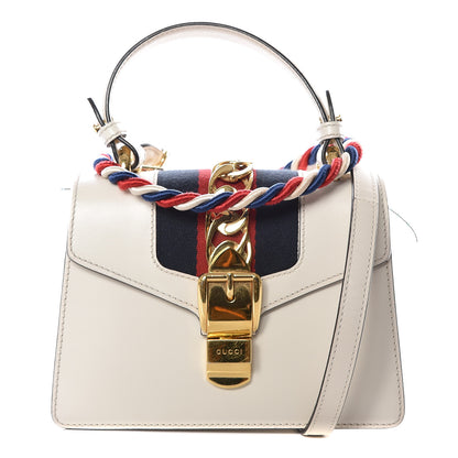 Gucci Calfskin Mini Sylvie Top Handle Bag White 1 of 10