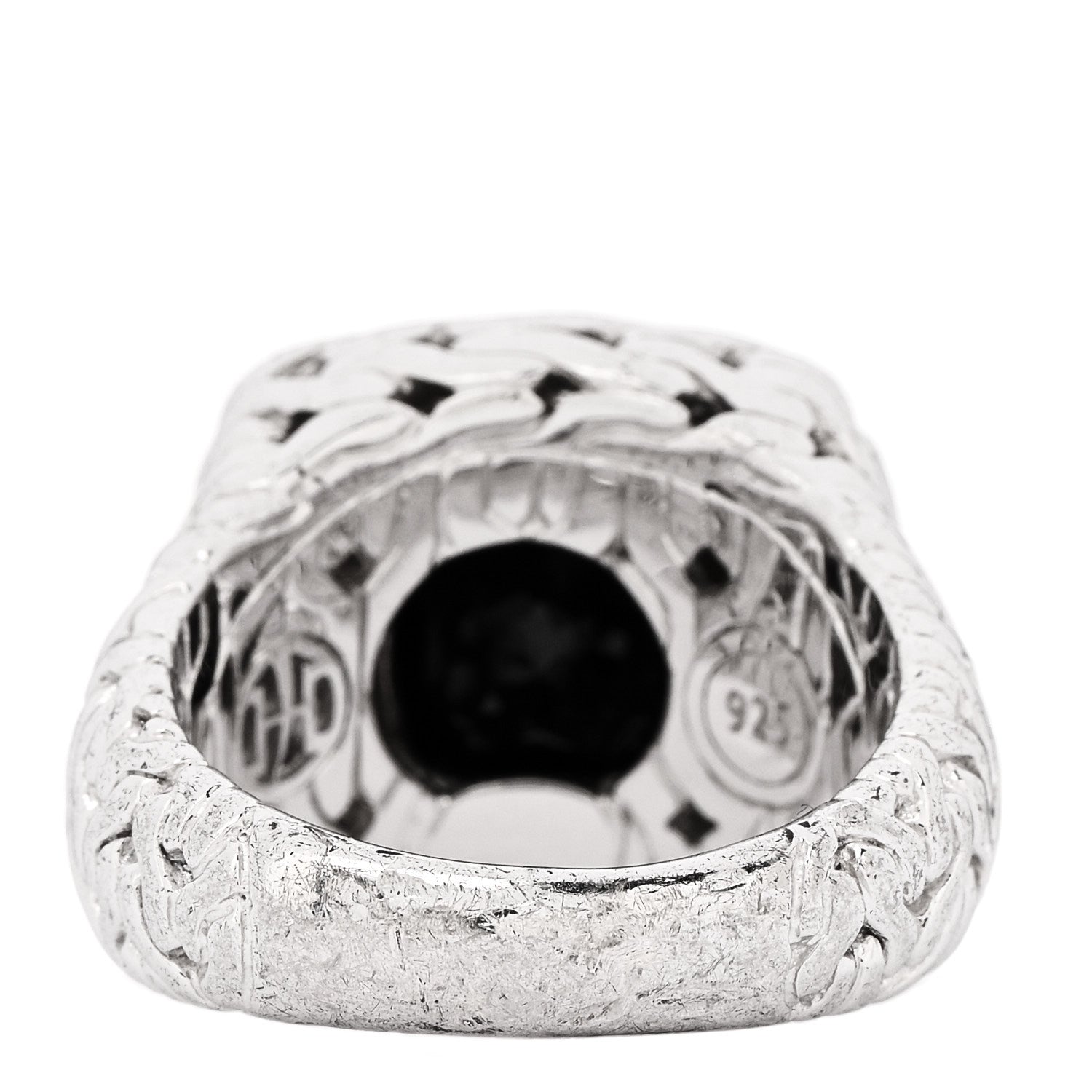 John Hardy Sterling Silver Black Garnet Diamond Classic Chain Ring 52 6 4 of 6