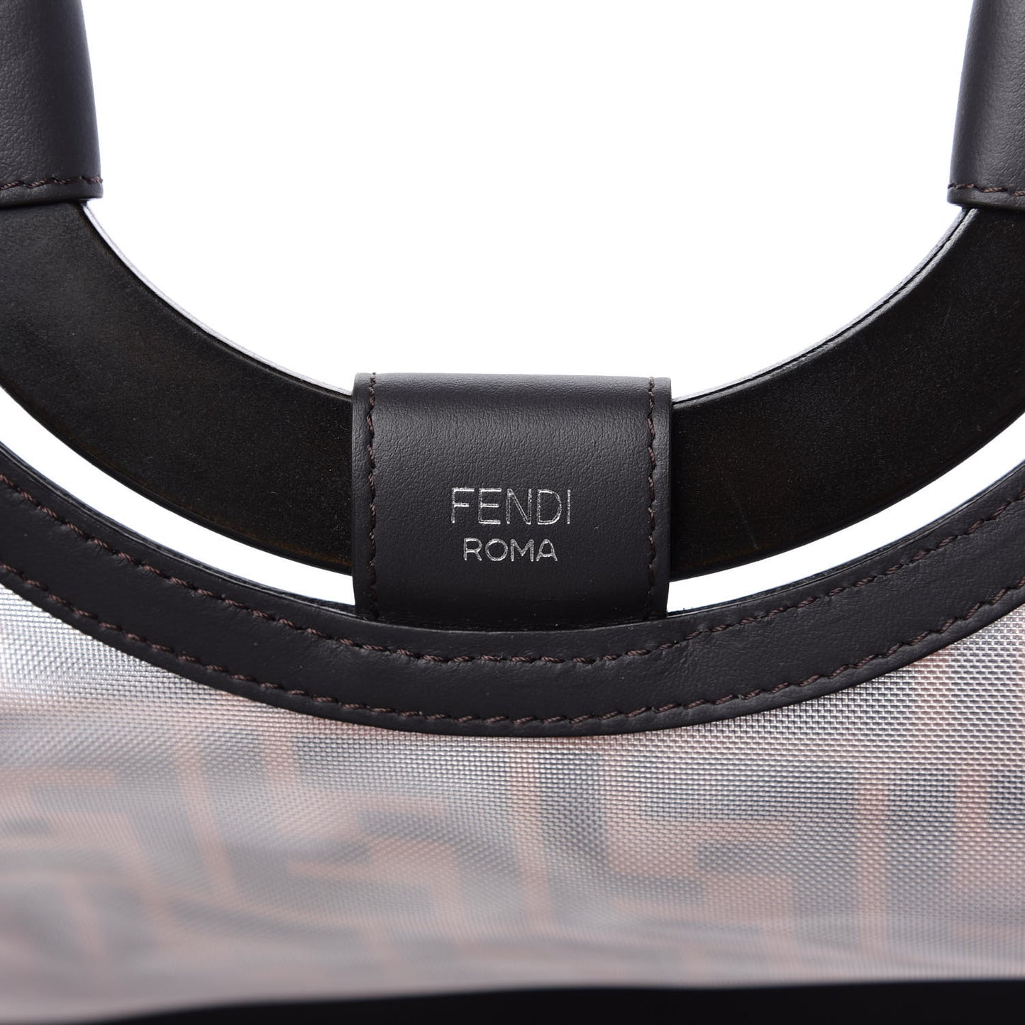 Mesh Vitello Century Cuoio FF 1974 Large Runaway Shopper Tote Marrone Black Ebano