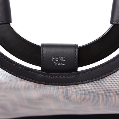 Fendi Mesh Vitello Century Cuoio FF 1974 Large Runaway Shopper Tote Marrone Black Ebano 8 of 10