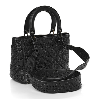 Christian Dior UItra Matte Calfskin Cannage Studded Medium Supple Lady Dior Black 2 of 10