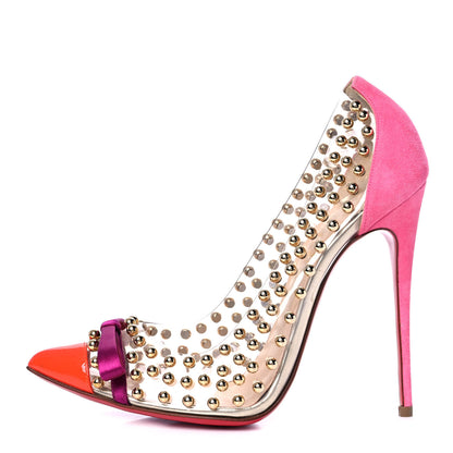 Christian Louboutin Veau Velours Patent PVC Follies Spikes 120 Pumps 37.5 Multicolor 1 of 7